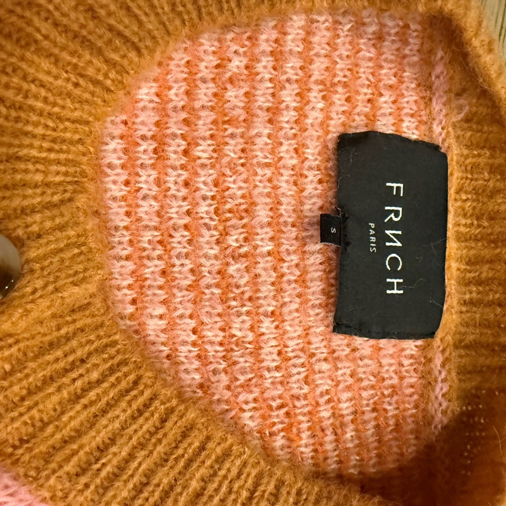 FRNCH Pink and Orange Checkered Sweater - Picture 5 of 6